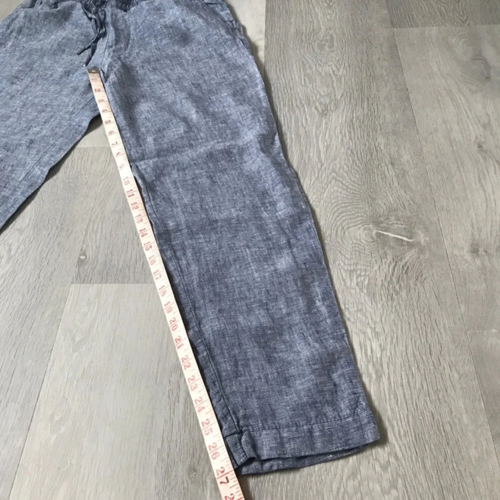 H&M LINEN BLUE TROUSER PANTS WOMENS 4